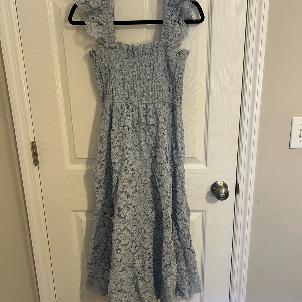 Altar'd State Sky Blue Floral Lace Dress